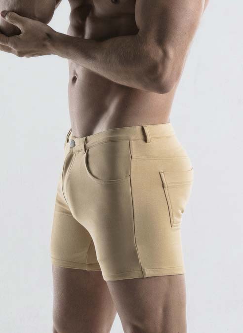 CODE 22 Stretch 5 Pocket Shorts Beige - Gays & Gadgets Amsterdam