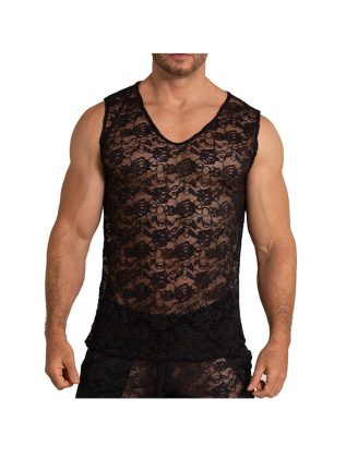 Gigo Fetish Lace Tank Top Rosals Black