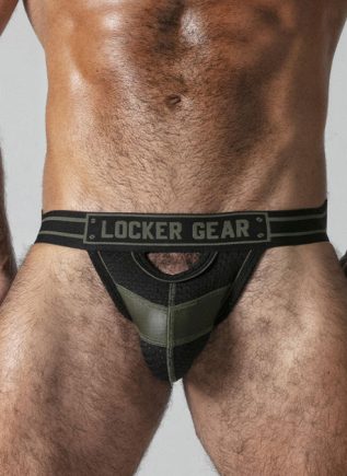 Locker Gear Jockstrap Front with Opening Khaki