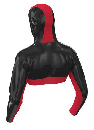 Geronimo Shiny Vinyl Cropped Hoodie With Ziper and Red Details