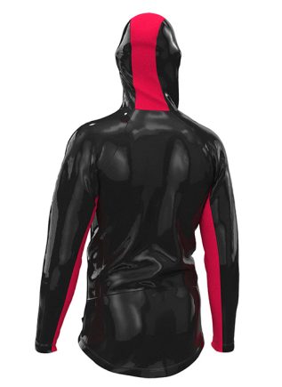 Geronimo Shiny Vinyl Hoodie With Ziper and Red Details