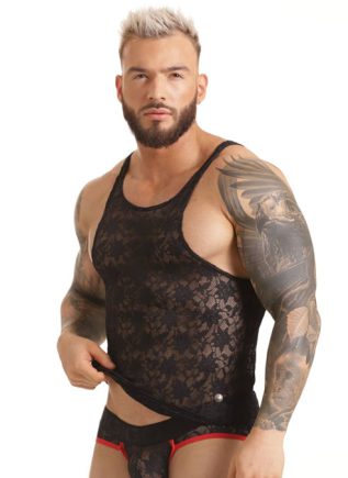 Gigo Vibrant Lace Tank Black